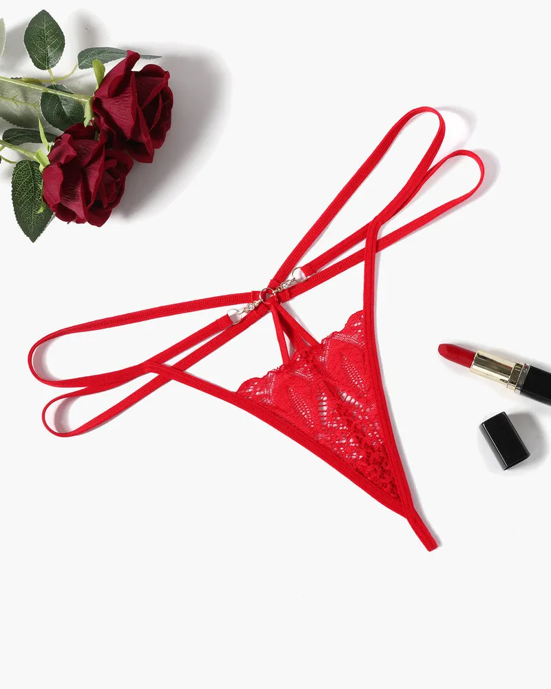 Floral Lace Briefs Hollow Out Thong
