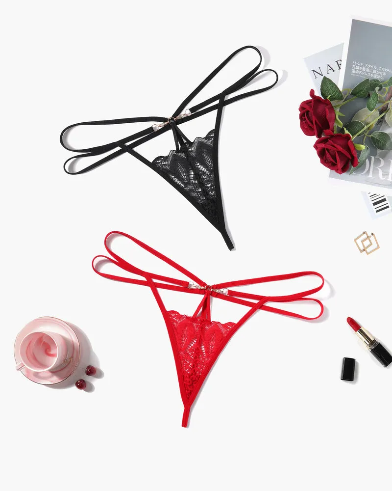 Floral Lace Briefs Hollow Out Thong
