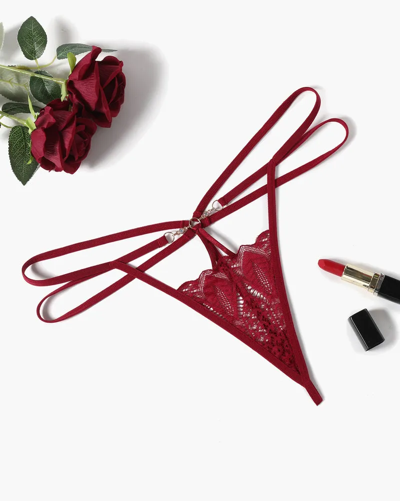 Floral Lace Briefs Hollow Out Thong