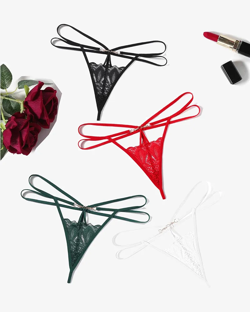 Floral Lace Briefs Hollow Out Thong