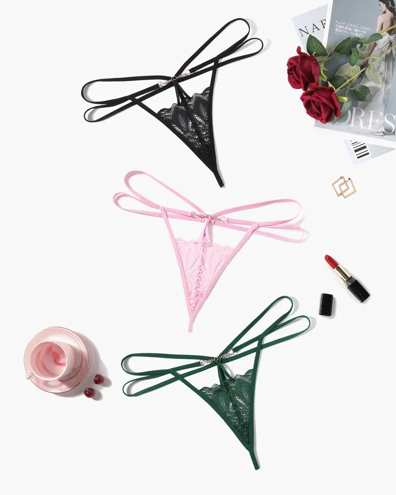 Floral Lace Briefs Hollow Out Thong
