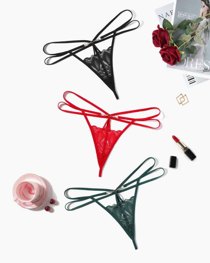 Floral Lace Briefs Hollow Out Thong