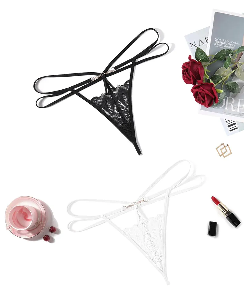 Floral Lace Briefs Hollow Out Thong