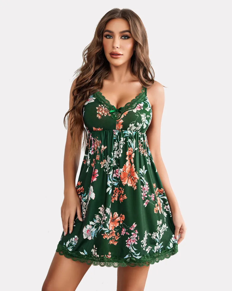 Floral Lace Full Slip Nightgown