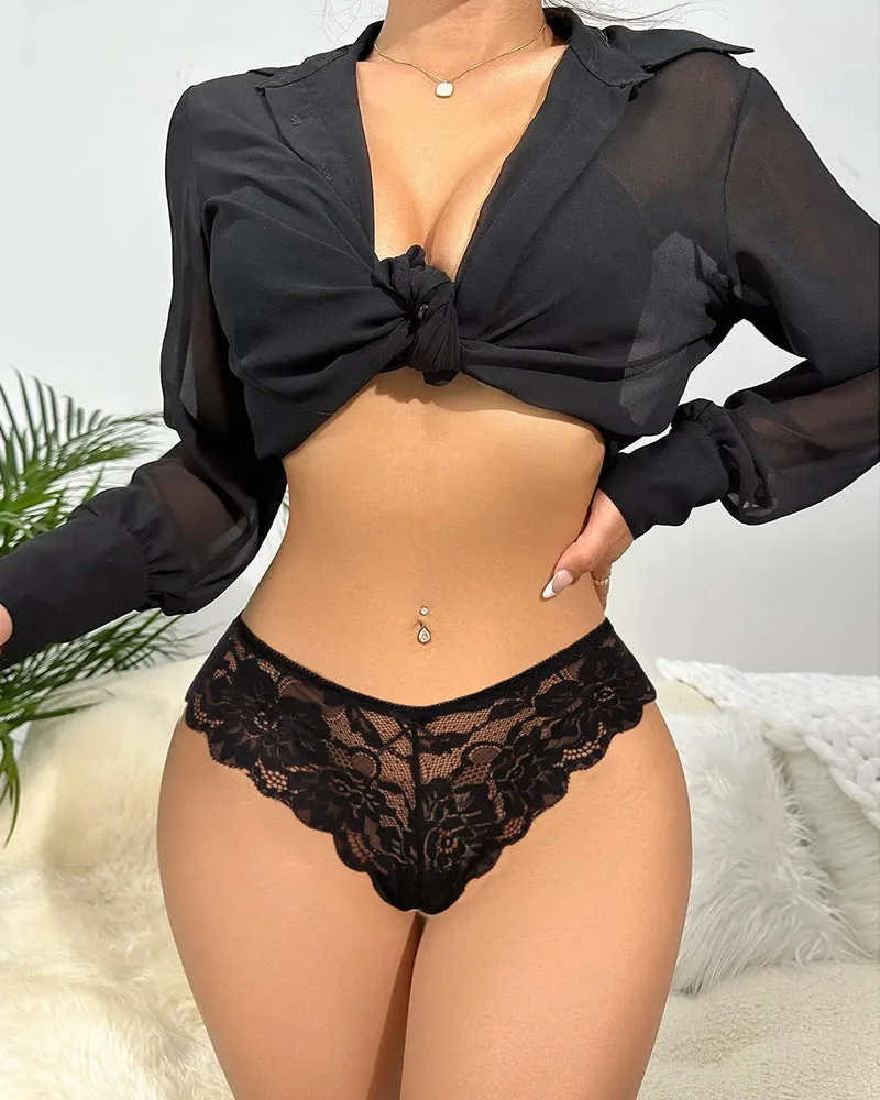 Floral Lace Panties Hipster