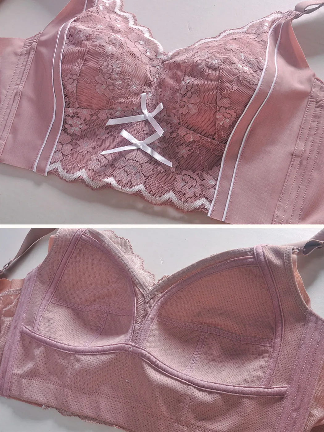 Floral Lace Wireless Full Figure Push-Up Side Support Bra