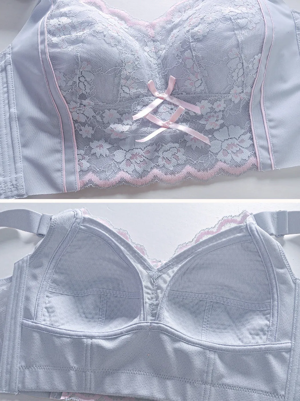 Floral Lace Wireless Full Figure Push-Up Side Support Bra