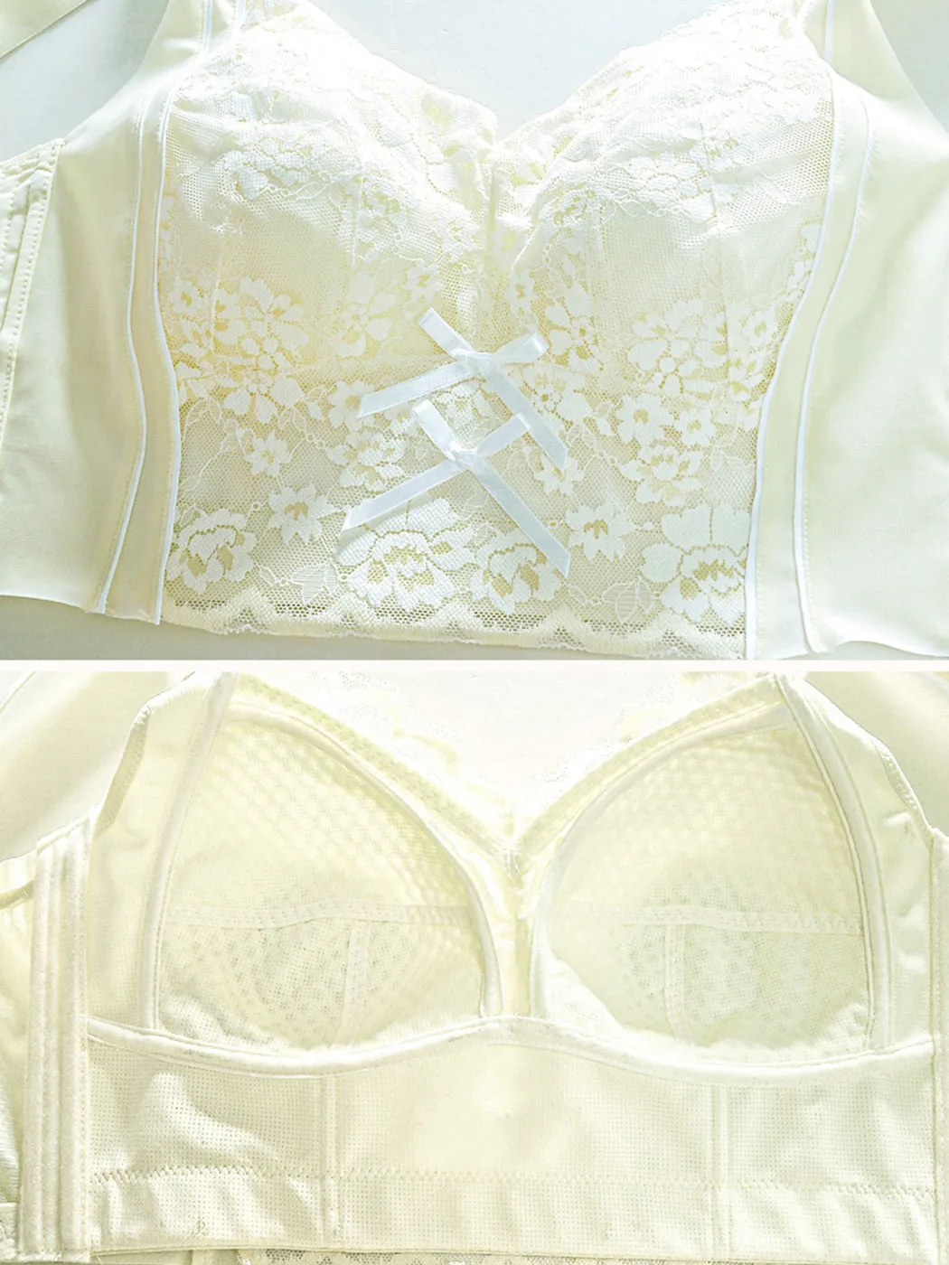 Floral Lace Wireless Full Figure Push-Up Side Support Bra