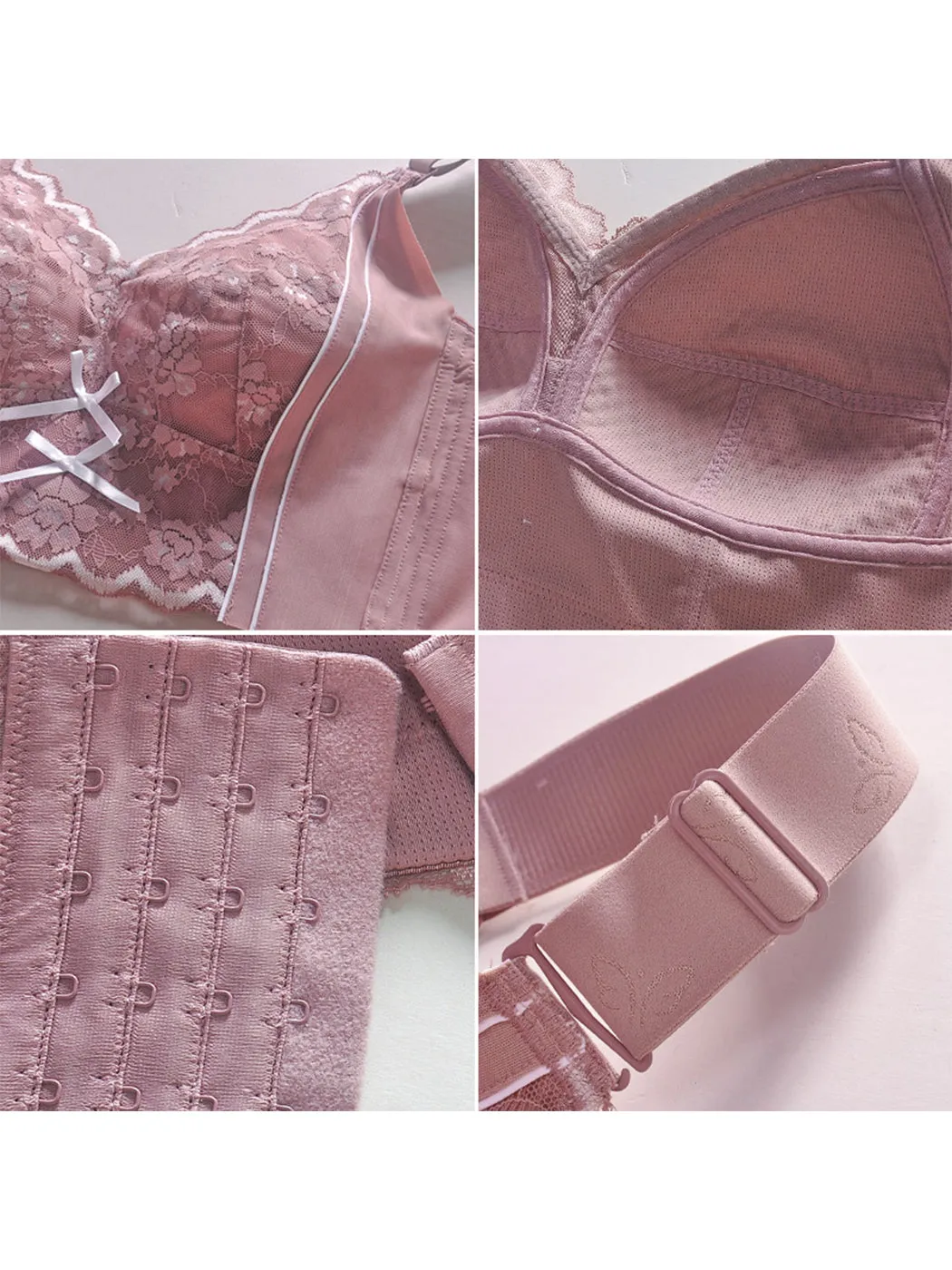 Floral Lace Wireless Full Figure Push-Up Side Support Bra