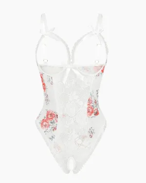 Floral Print Lace Mini Bodysuit