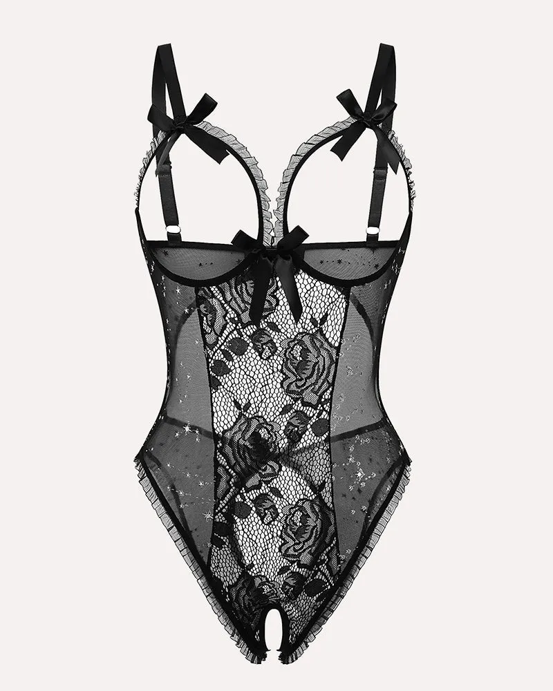Floral Print Lace Mini Bodysuit