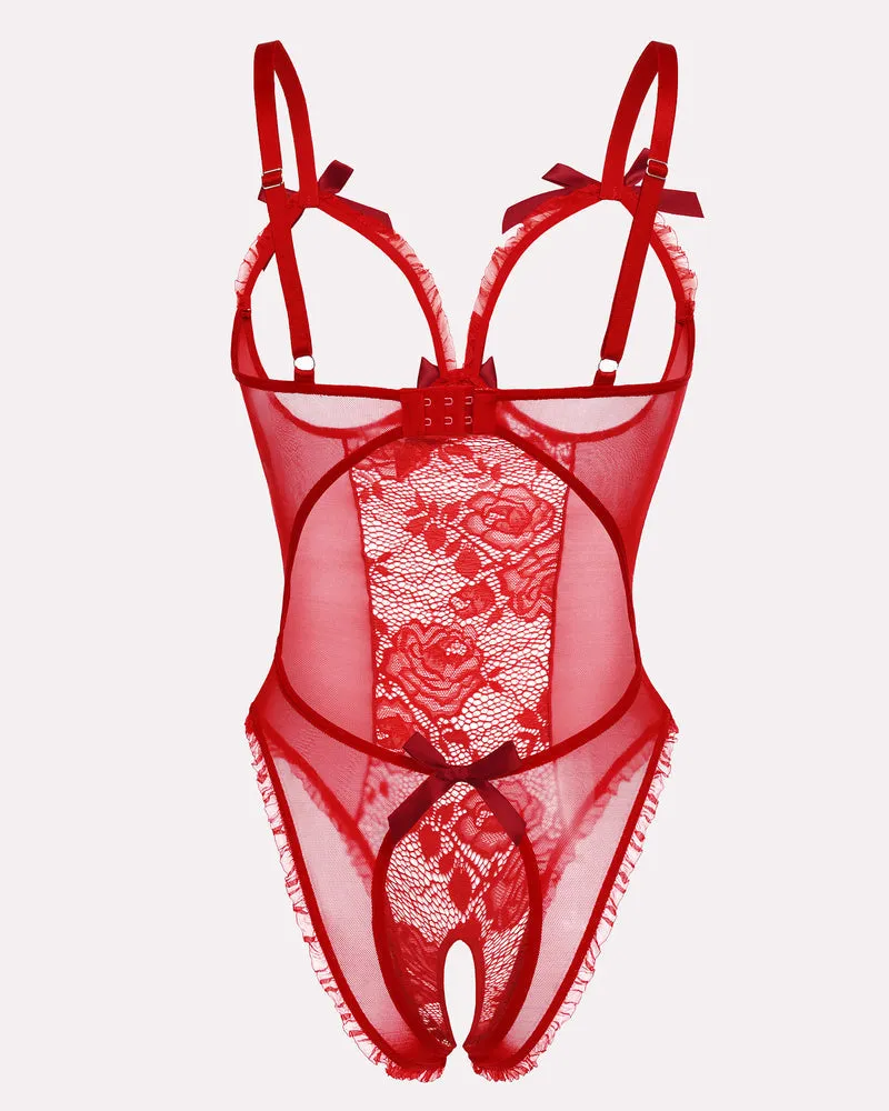 Floral Print Lace Mini Bodysuit