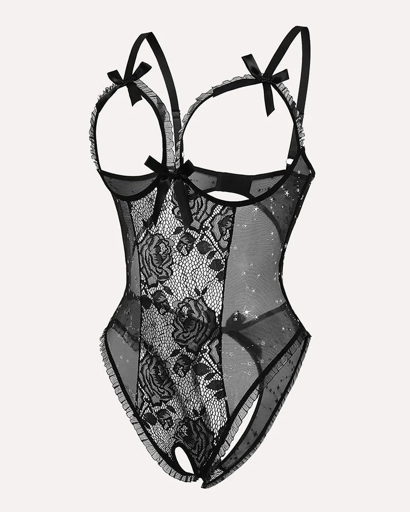 Floral Print Lace Mini Bodysuit