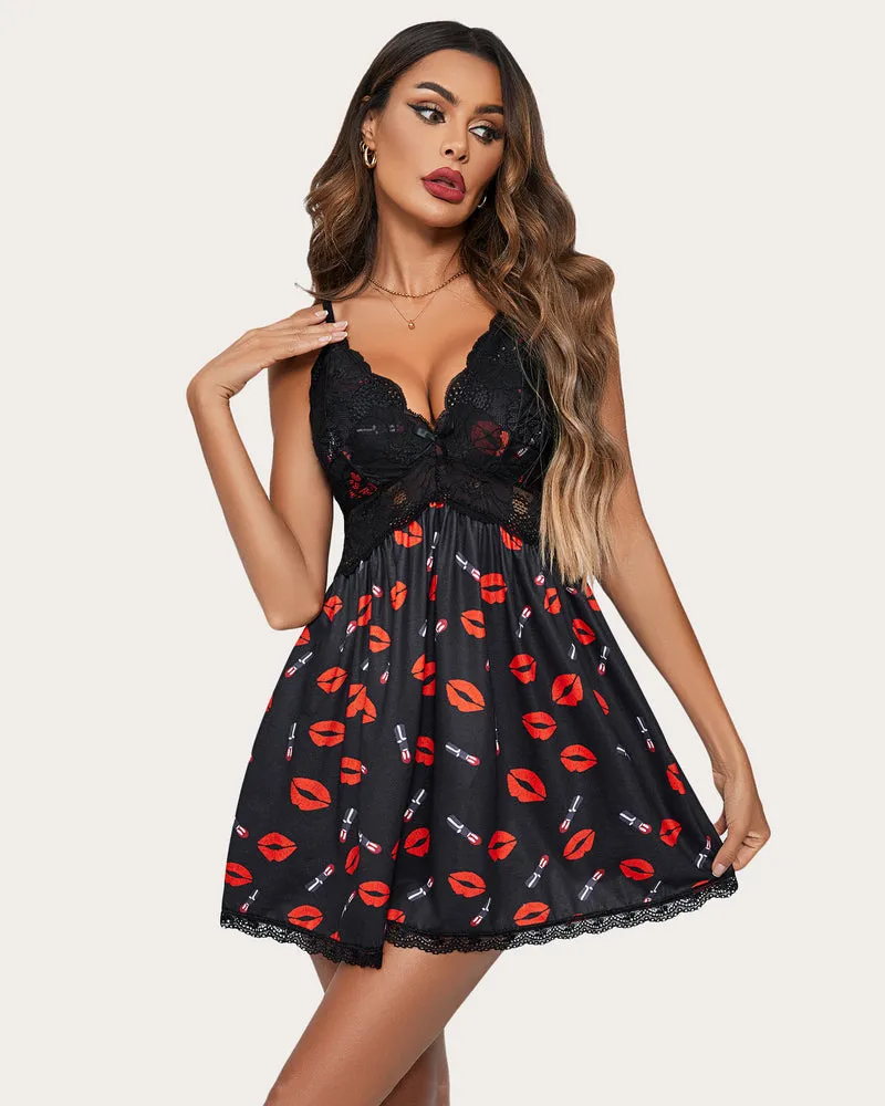 Floral Print V-Neck Full Slip Dress
