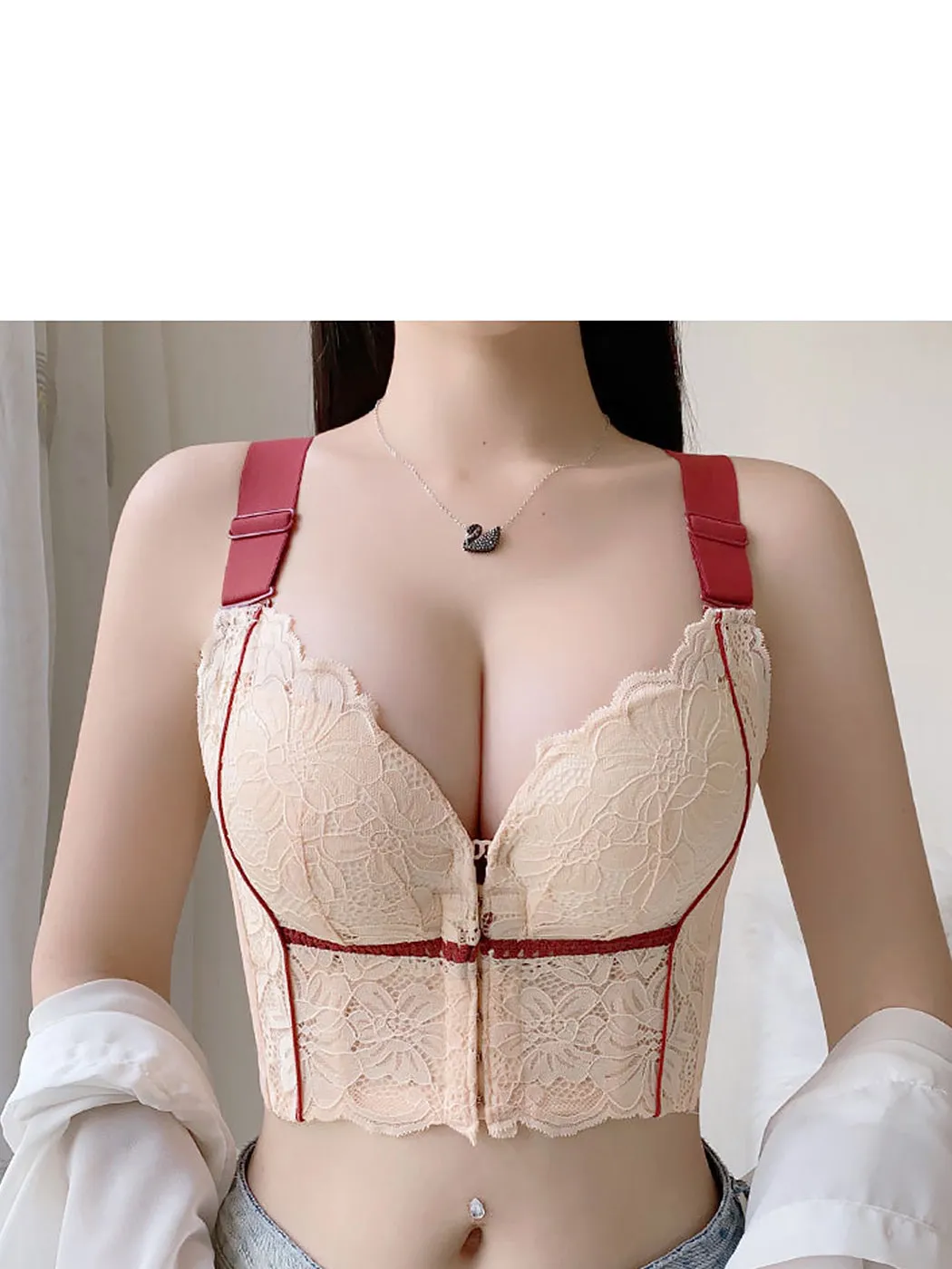 Front Closure Sculpting Push Up Lace Longline Bras