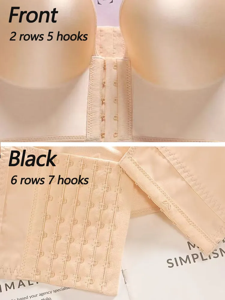 Front Closure&Wide Straps Longline Wireless Glossy Cup Push Up Bra