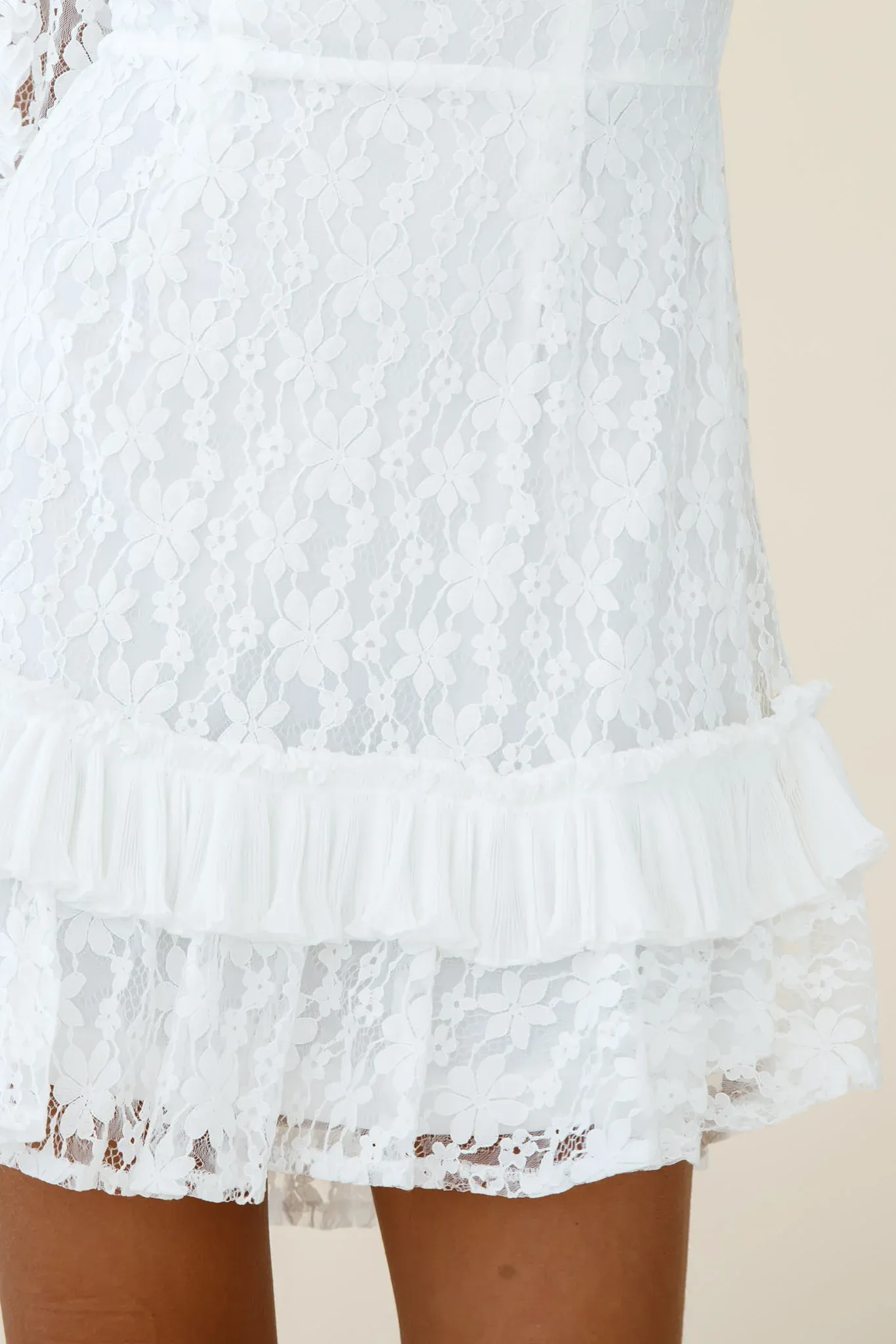 Home Again Three-Quarter Sleeve Lace Dress White