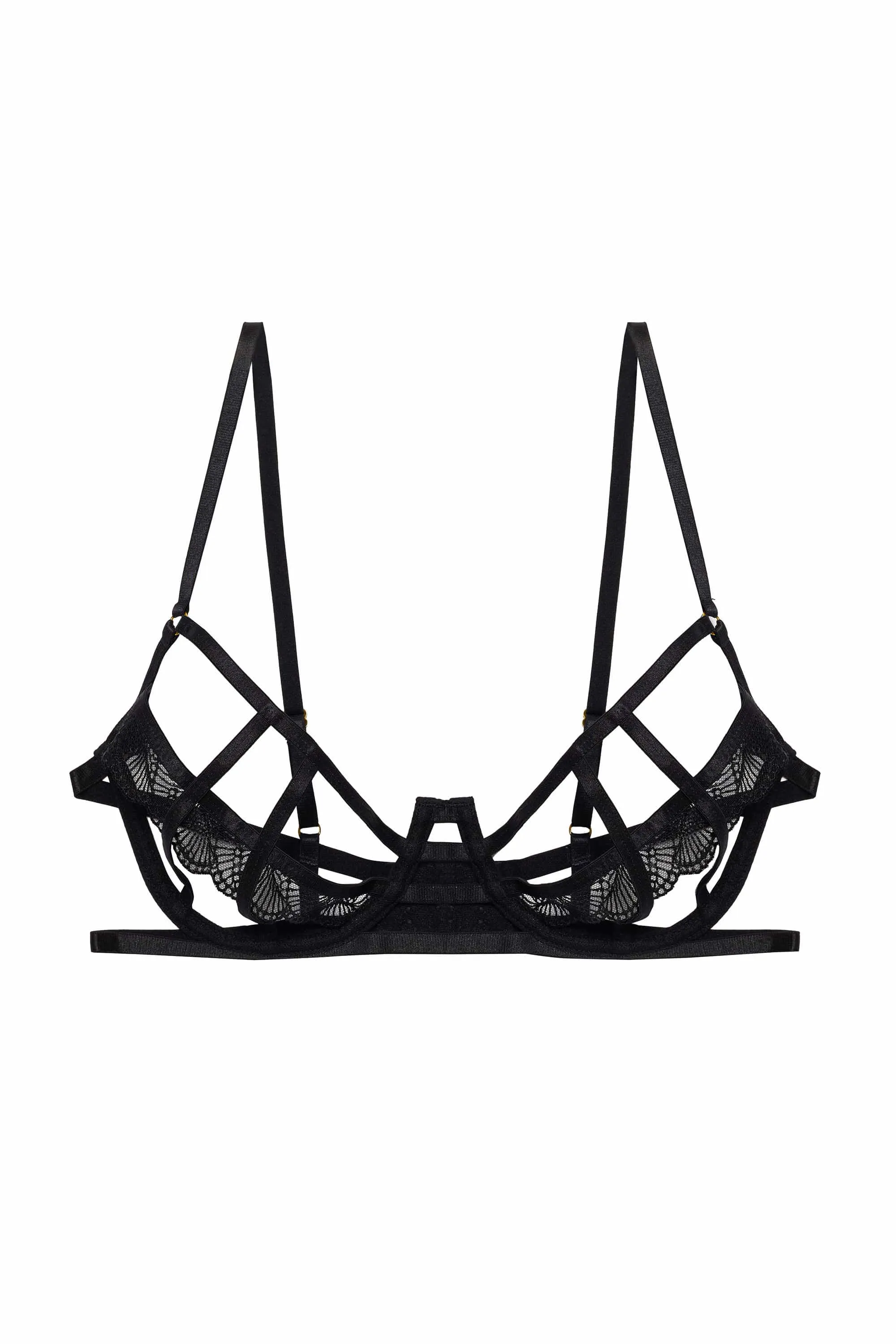 Hustler Tilly Black Caged Embroidery Bra