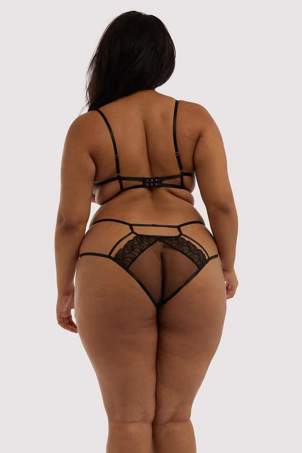 Hustler Tilly Black Caged Embroidery Bra
