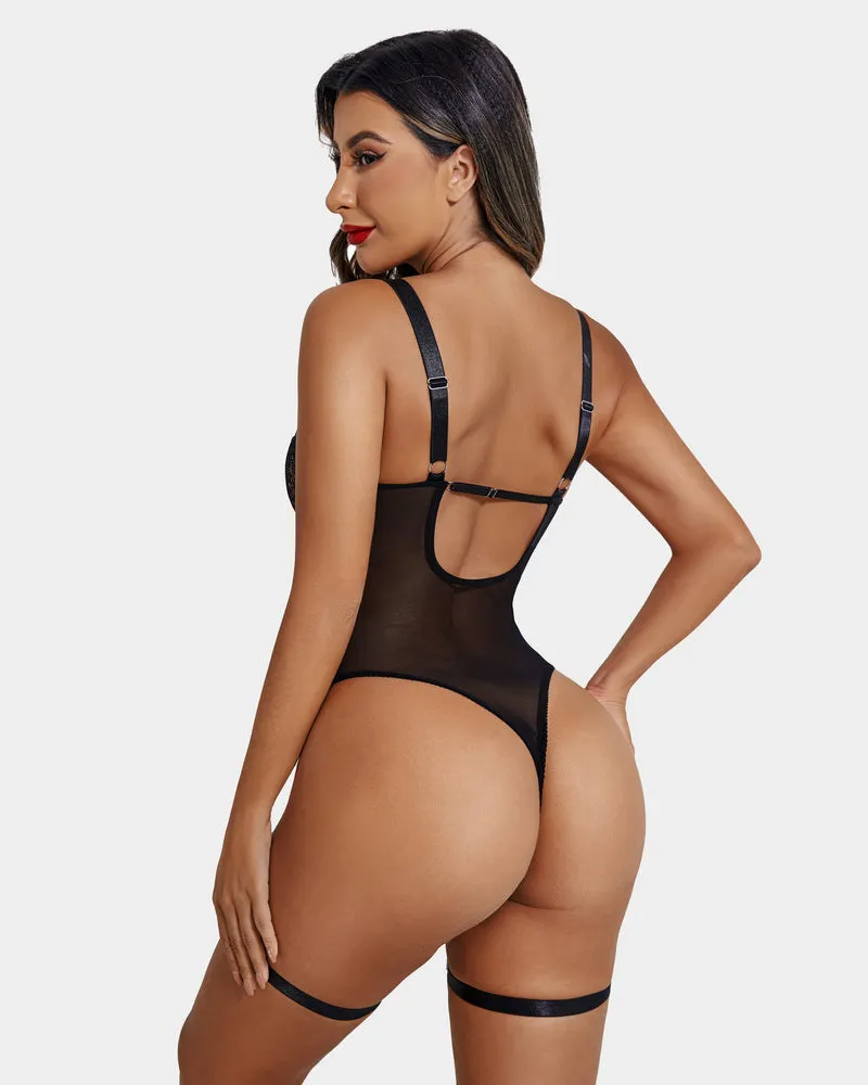 Lace Exotic Bodysuit with Garter Belt (DE Only)
