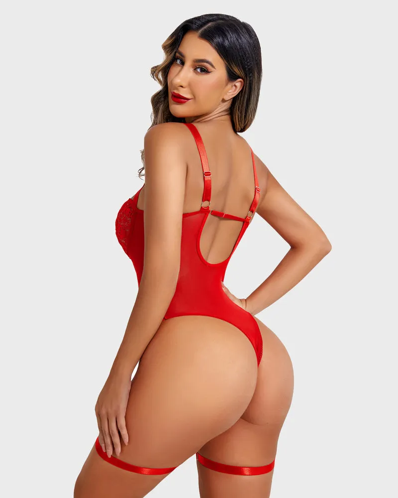 Lace Exotic Bodysuit with Garter Belt (DE Only)
