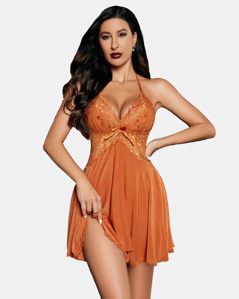 Lace Halter V Neck Nightdress