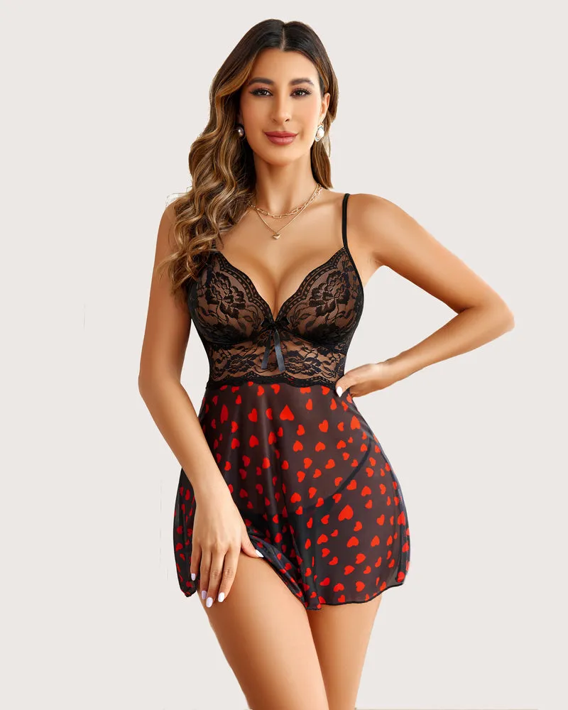 Lace Leopard Print Babydoll