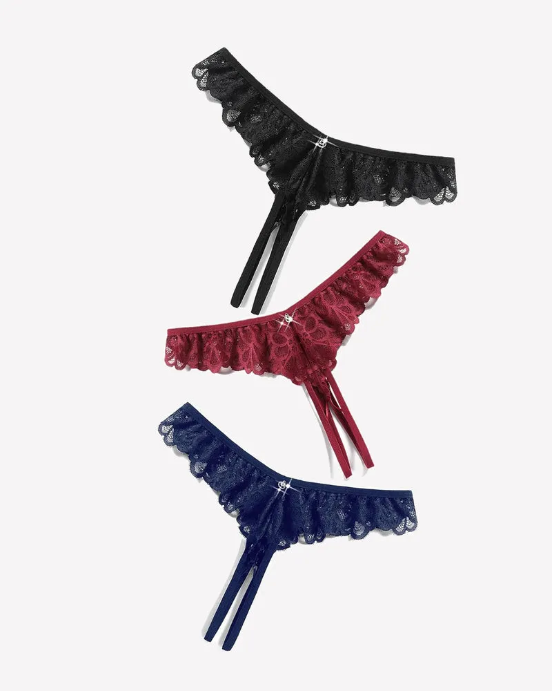 Lace Panties Criss Corss Thong Briefs