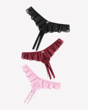 Lace Panties Criss Corss Thong Briefs