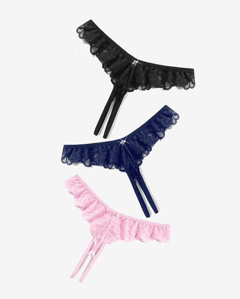 Lace Panties Criss Corss Thong Briefs