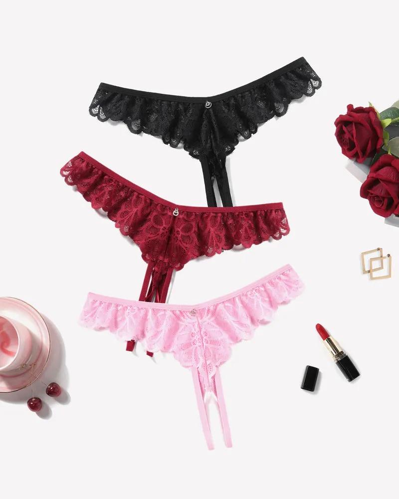 Lace Panties Criss Corss Thong Briefs