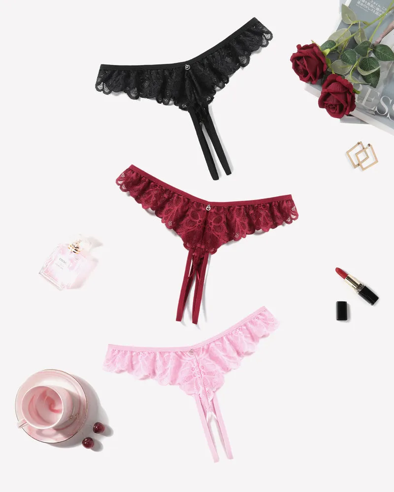 Lace Panties Criss Corss Thong Briefs