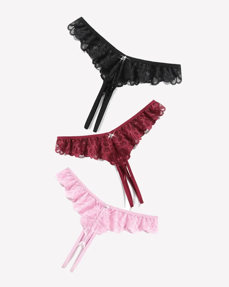 Lace Panties Criss Corss Thong Briefs
