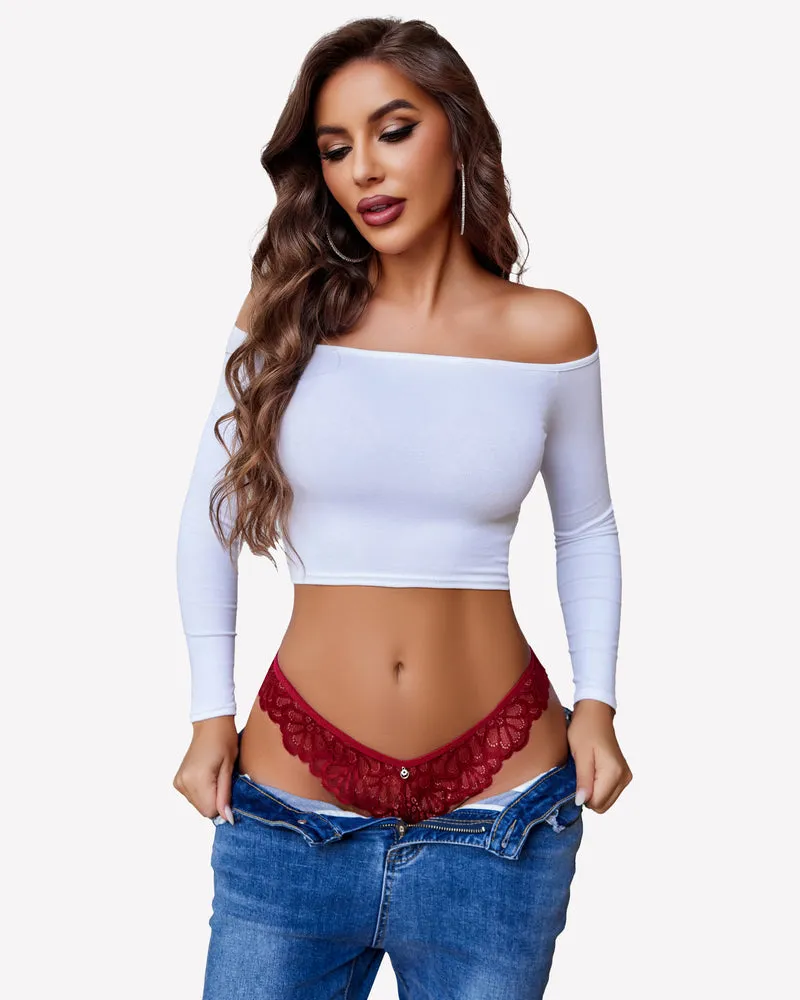 Lace Panties Criss Corss Thong Briefs