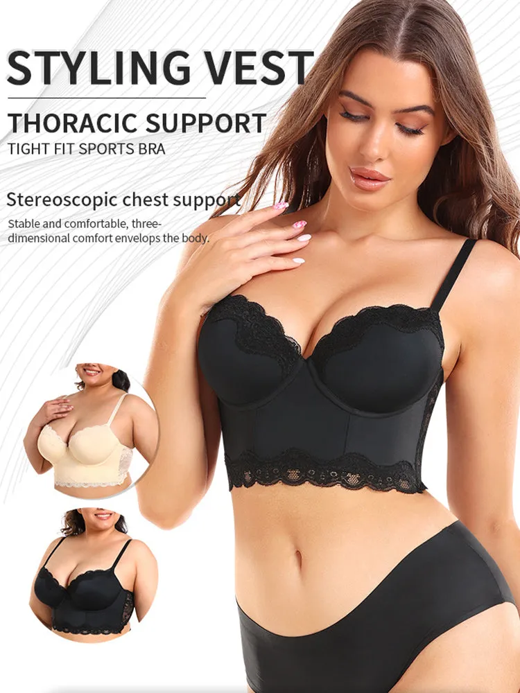 Lace Plunge Push Up Longline Bras