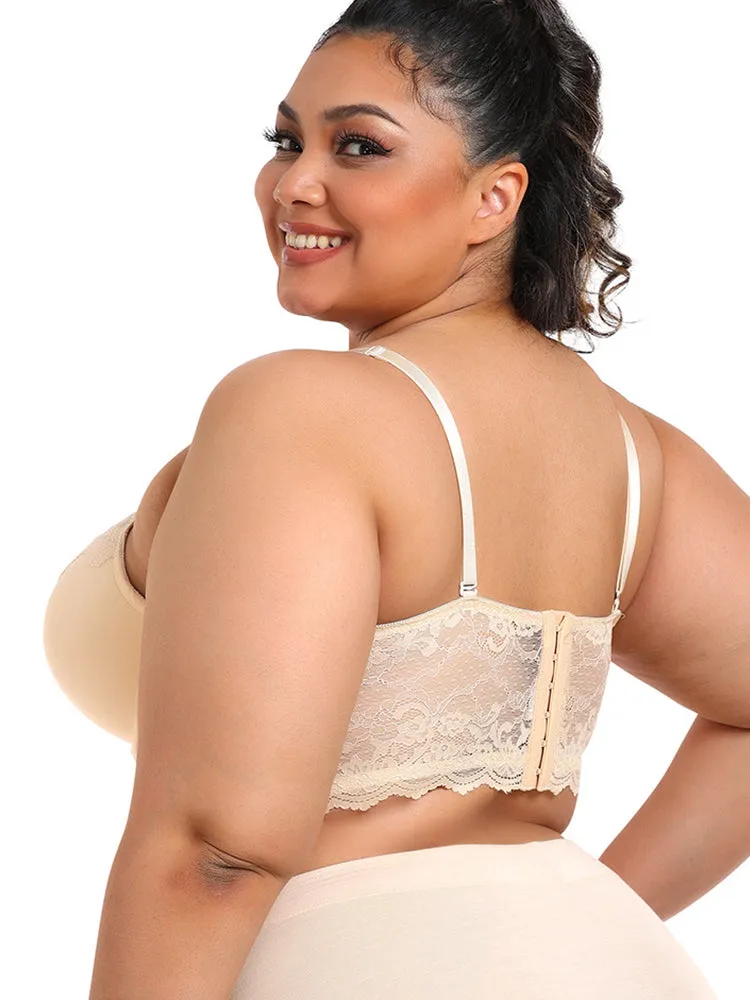 Lace Plunge Push Up Longline Bras