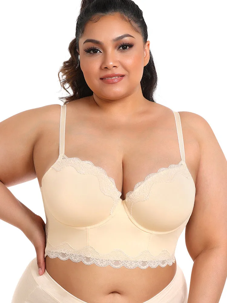 Lace Plunge Push Up Longline Bras