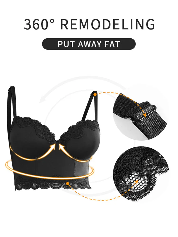 Lace Plunge Push Up Longline Bras