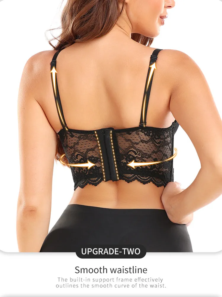 Lace Plunge Push Up Longline Bras