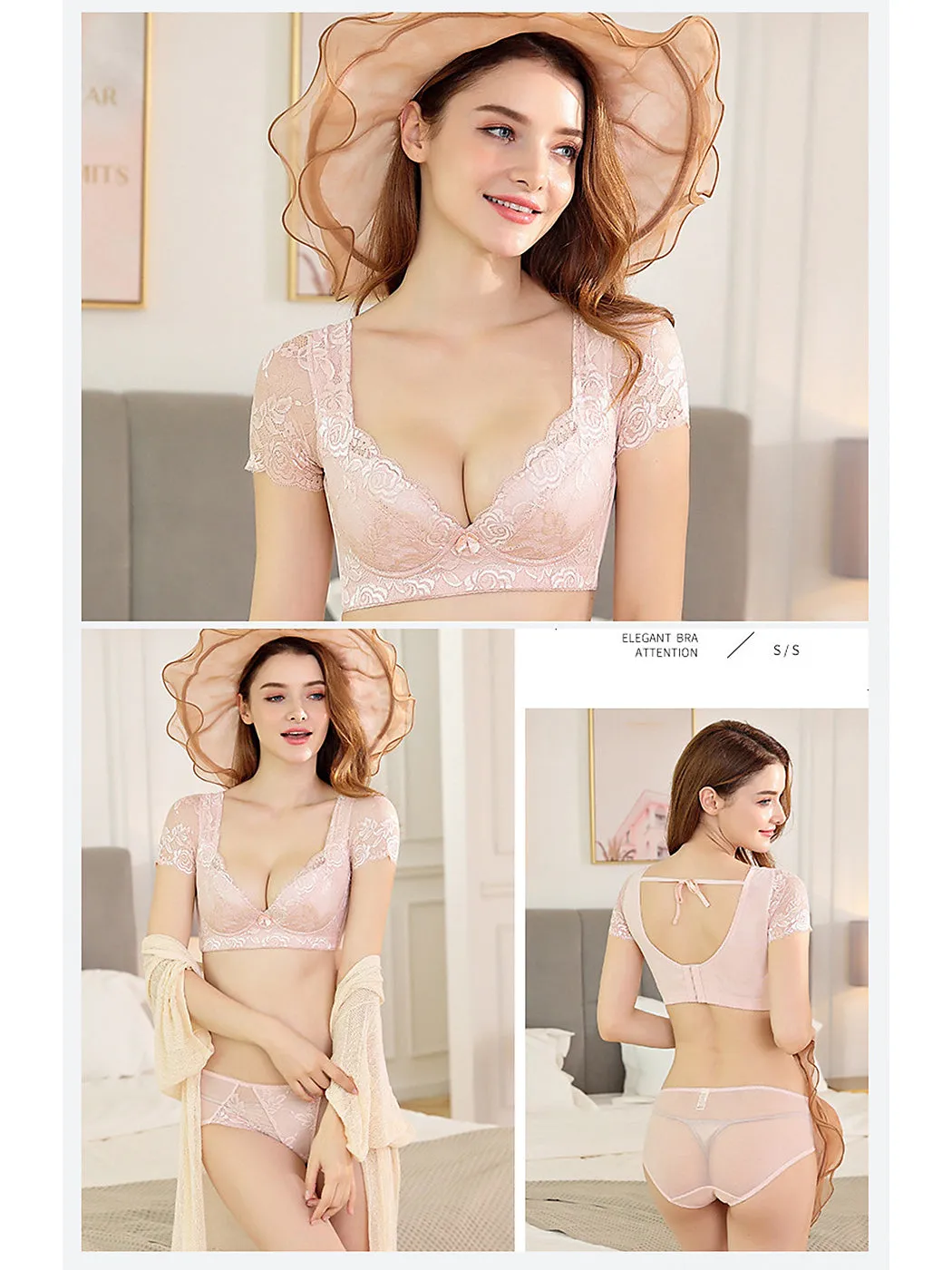 Lace Side Support Push-up Bra with Short Sleeves
