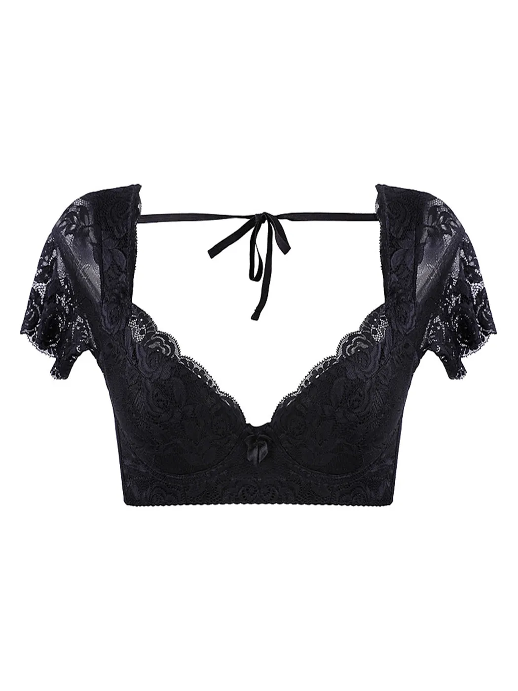 Lace Side Support Push-up Bra with Short Sleeves