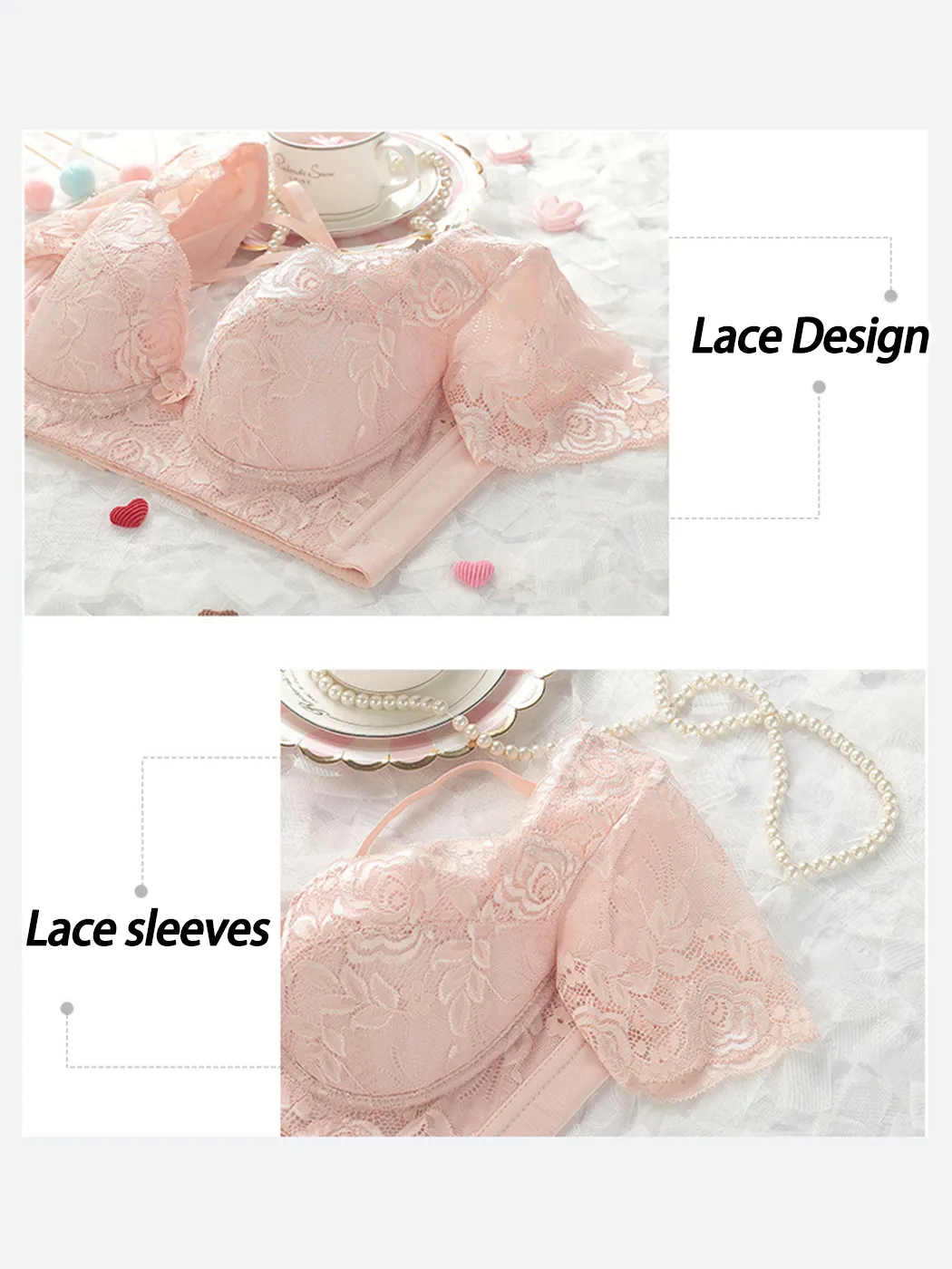 Lace Side Support Push-up Bra with Short Sleeves