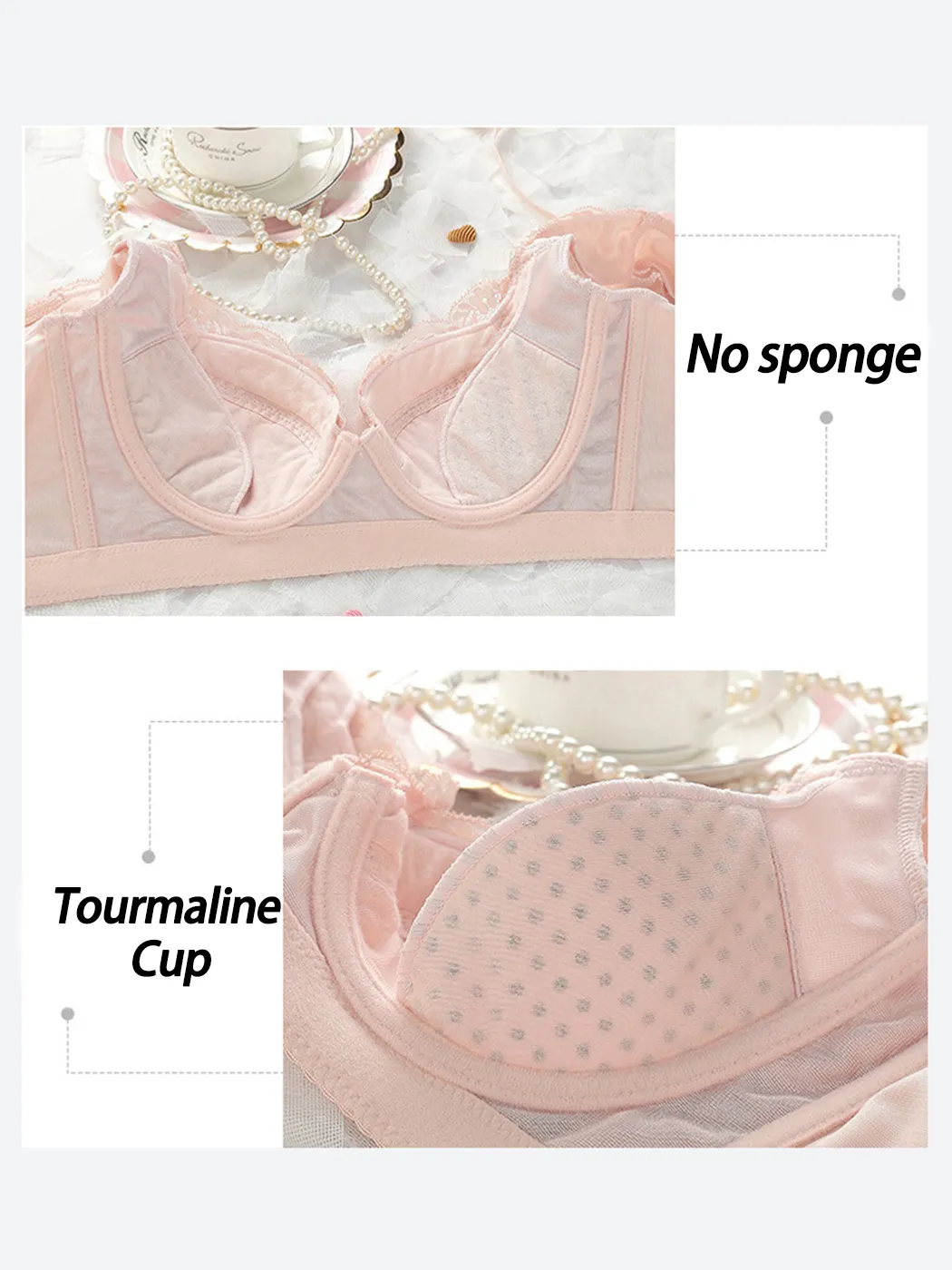 Lace Side Support Push-up Bra with Short Sleeves