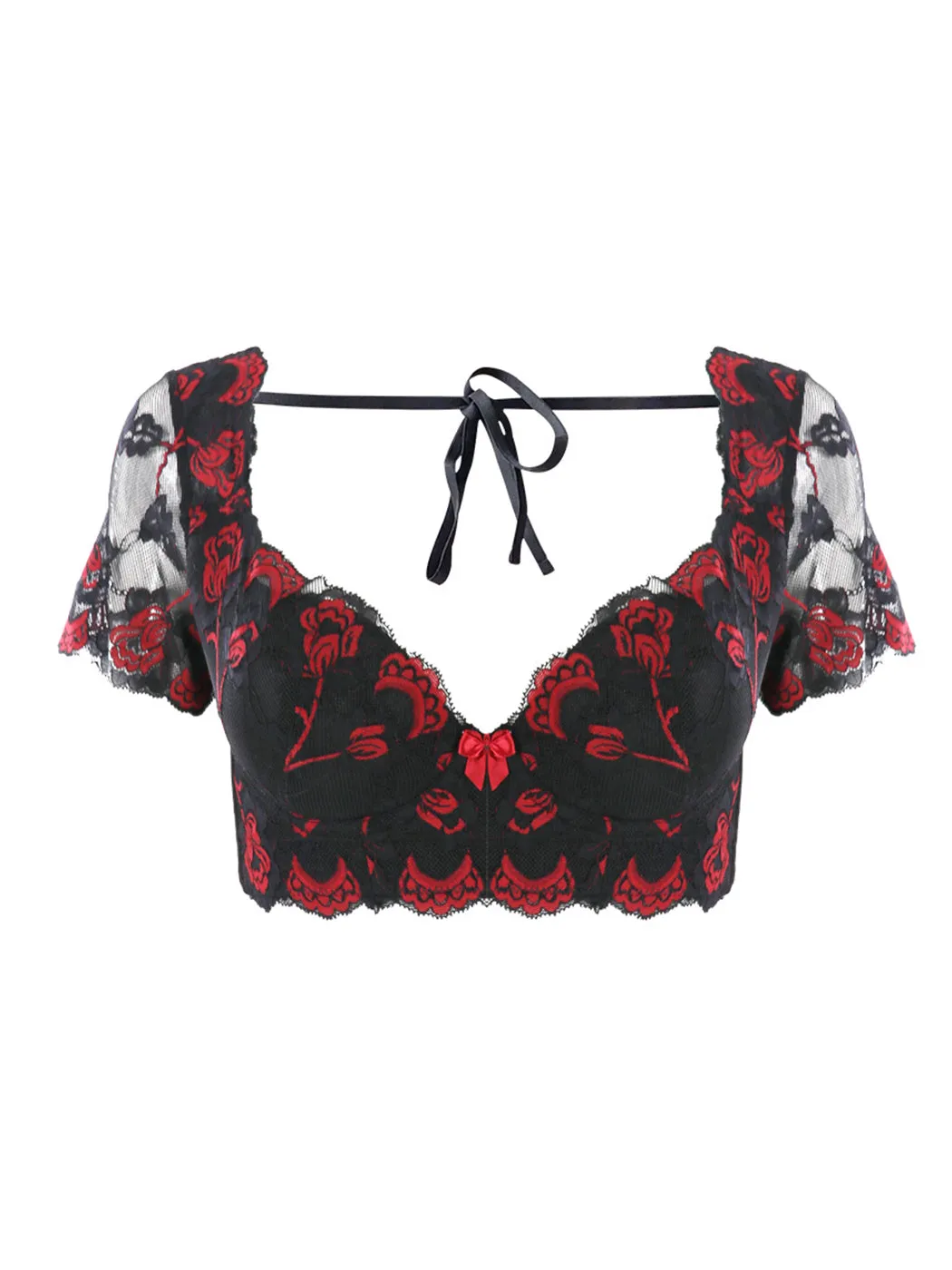 Lace Side Support Push-up Bra with Short Sleeves