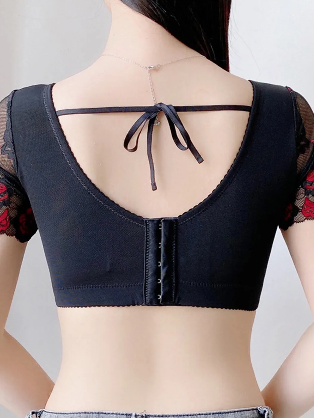 Lace Side Support Push-up Bra with Short Sleeves