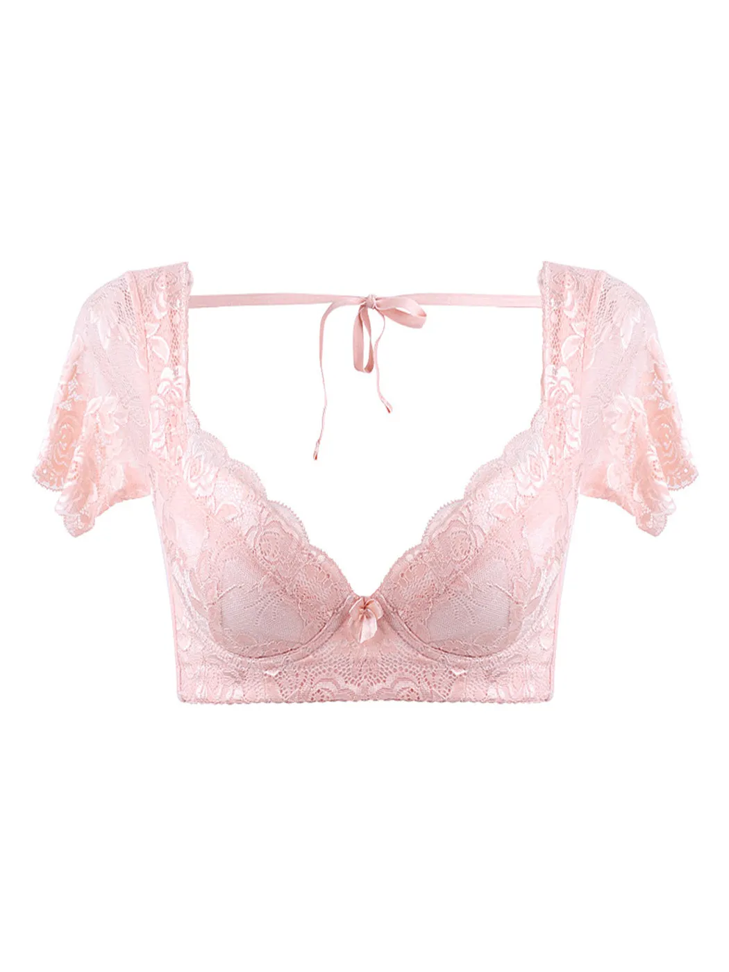 Lace Side Support Push-up Bra with Short Sleeves