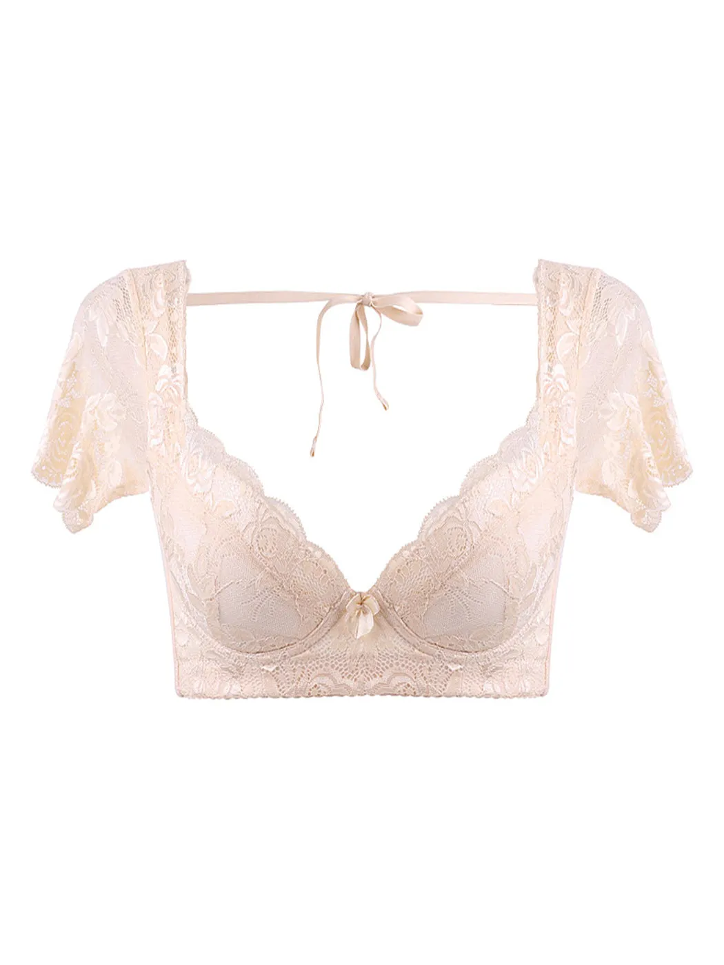 Lace Side Support Push-up Bra with Short Sleeves