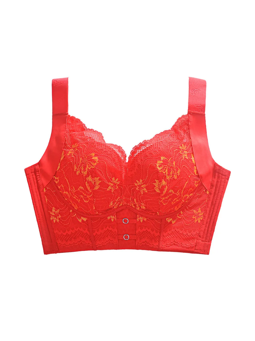 Lace Thin Back-Support Push-Up Wireless Bra with Side Support