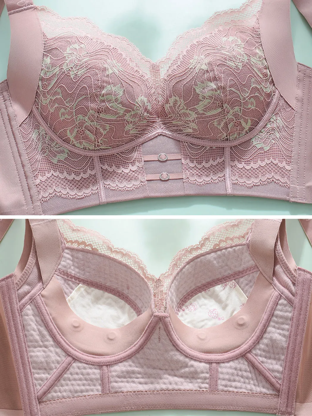 Lace Thin Back-Support Push-Up Wireless Bra with Side Support