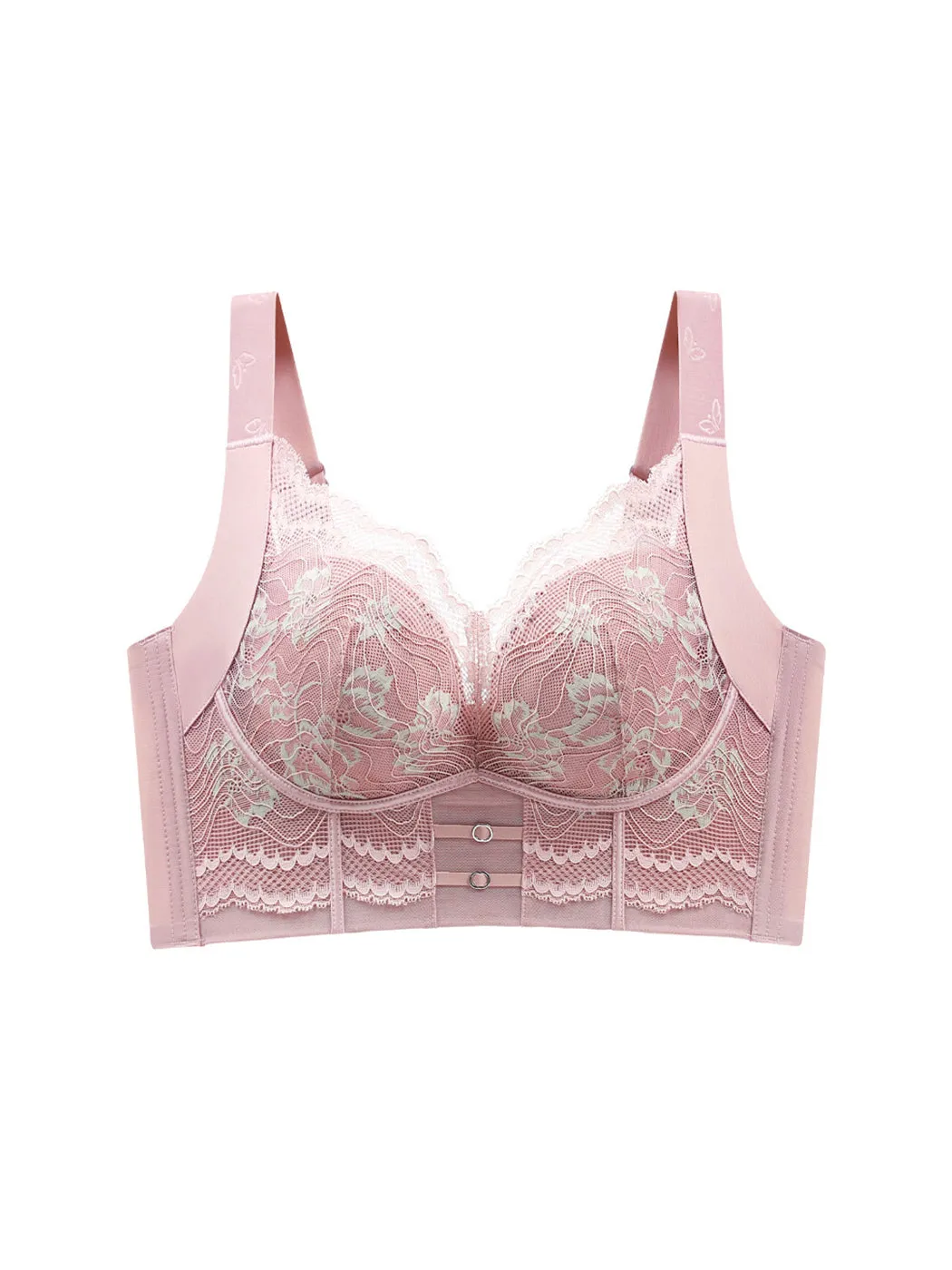 Lace Thin Back-Support Push-Up Wireless Bra with Side Support